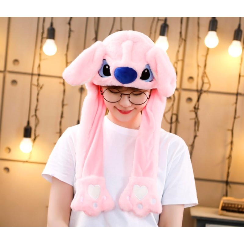 pink stitch hat ears move with lights